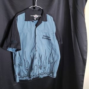 XXL men's Harley-Davidson button shirt blue/black